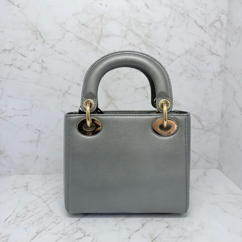 DIOR LADY灰金蜥蜴皮黛妃包-1