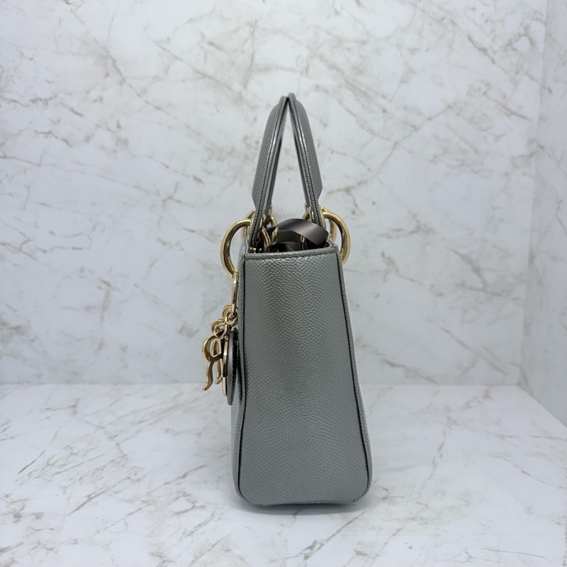 DIOR LADY灰金蜥蜴皮黛妃包-2