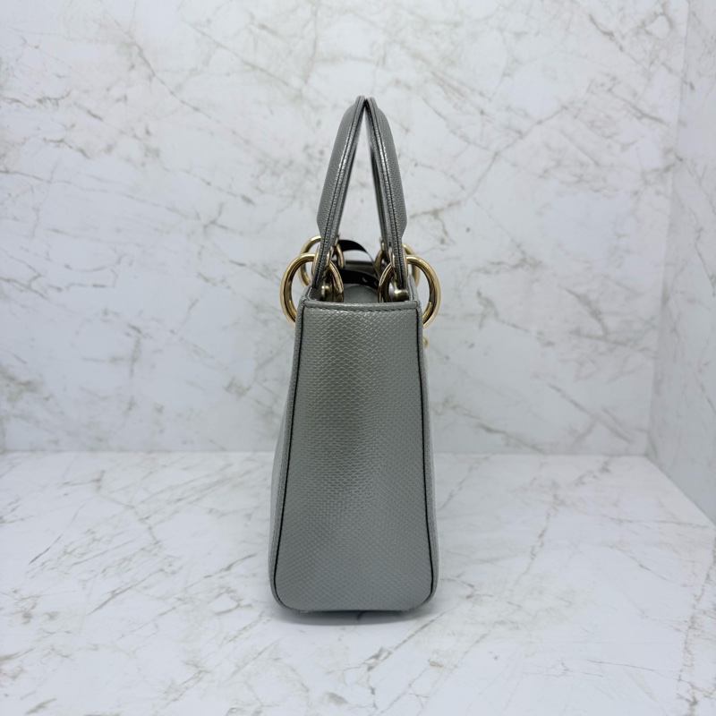DIOR LADY灰金蜥蜴皮黛妃包-3
