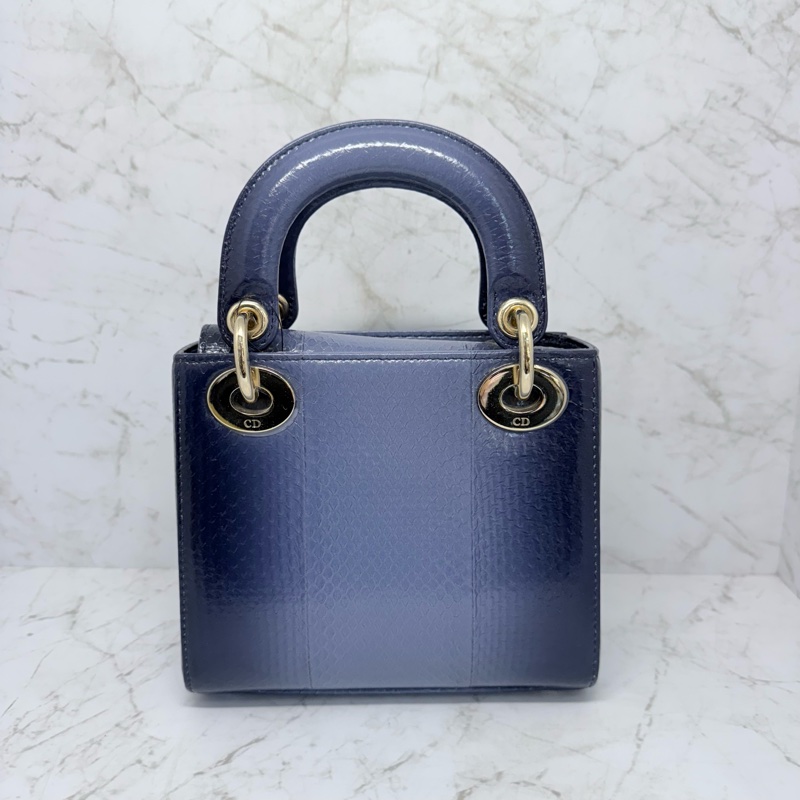 DIOR藍漸層蛇皮黛妃包-1