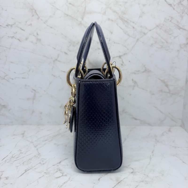 DIOR藍漸層蛇皮黛妃包-2