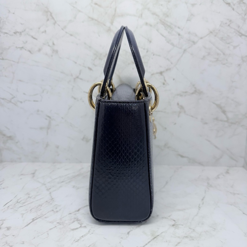 DIOR藍漸層蛇皮黛妃包-3