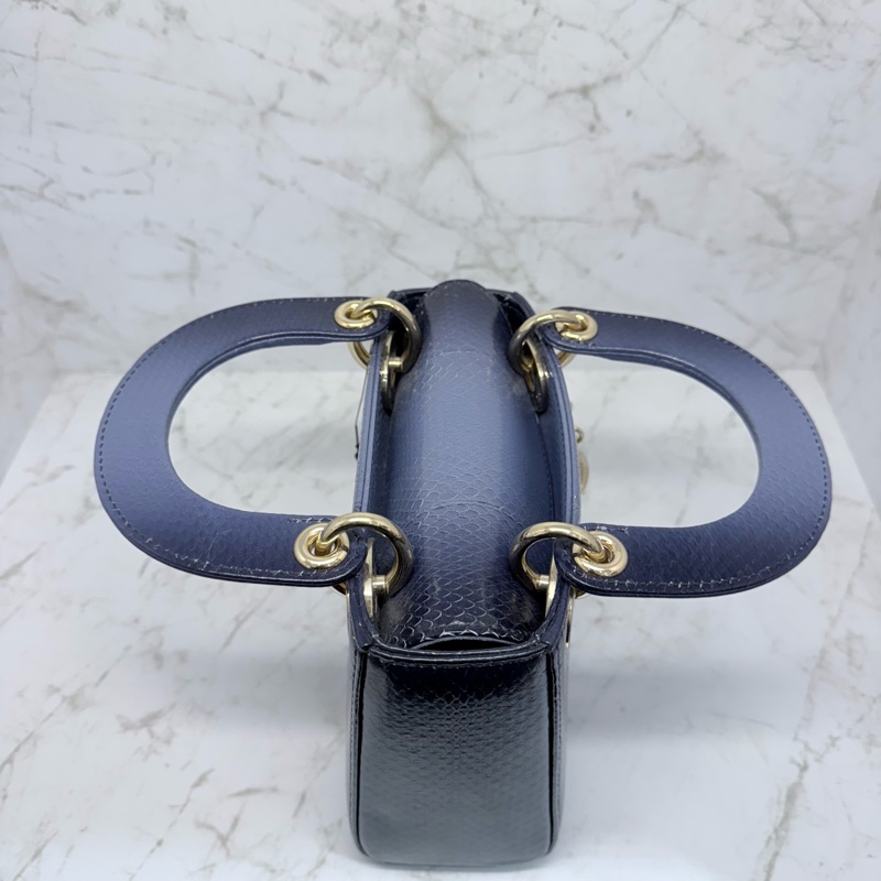 DIOR藍漸層蛇皮黛妃包-4