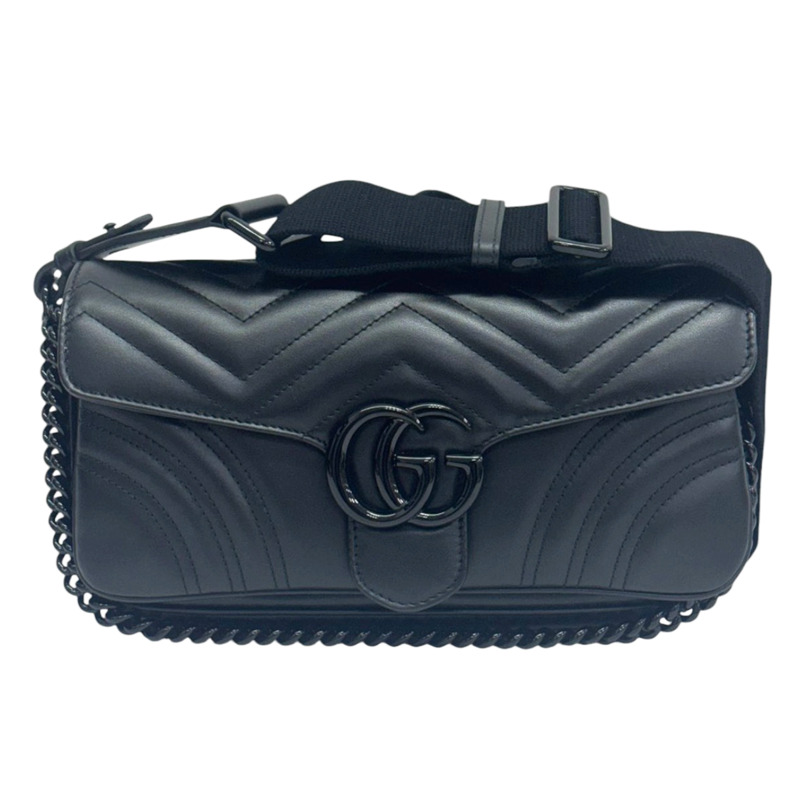 黑色 牛皮 肩背包【GUCCI 古馳】 734814-0