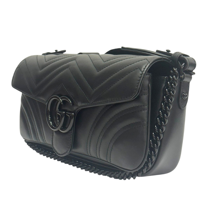 黑色 牛皮 肩背包【GUCCI 古馳】 734814-2