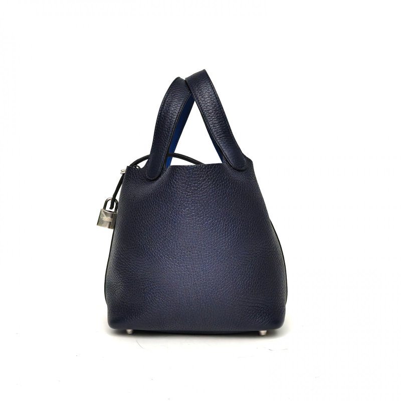 HERMES Picotin菜籃子1871法國藍拼2Z午夜藍TC皮Z刻銀扣肩背包-1