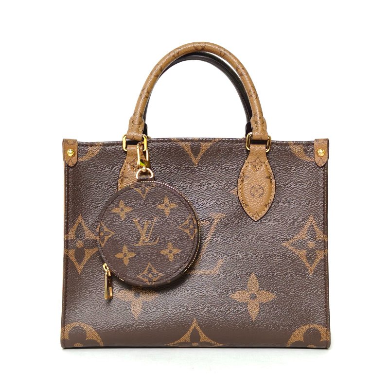 LOUIS VUITTON Onthego小號25二合一寬肩帶老花PVC金扣晶片肩背包-0