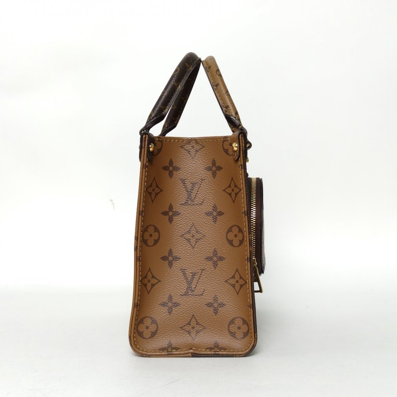 LOUIS VUITTON Onthego小號25二合一寬肩帶老花PVC金扣晶片肩背包-1