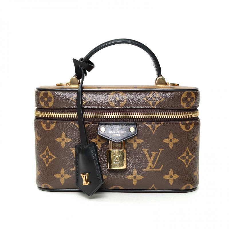 LOUIS VUITTON Vanity化妝包ChainPouch老花PVC金扣晶片肩背包-0