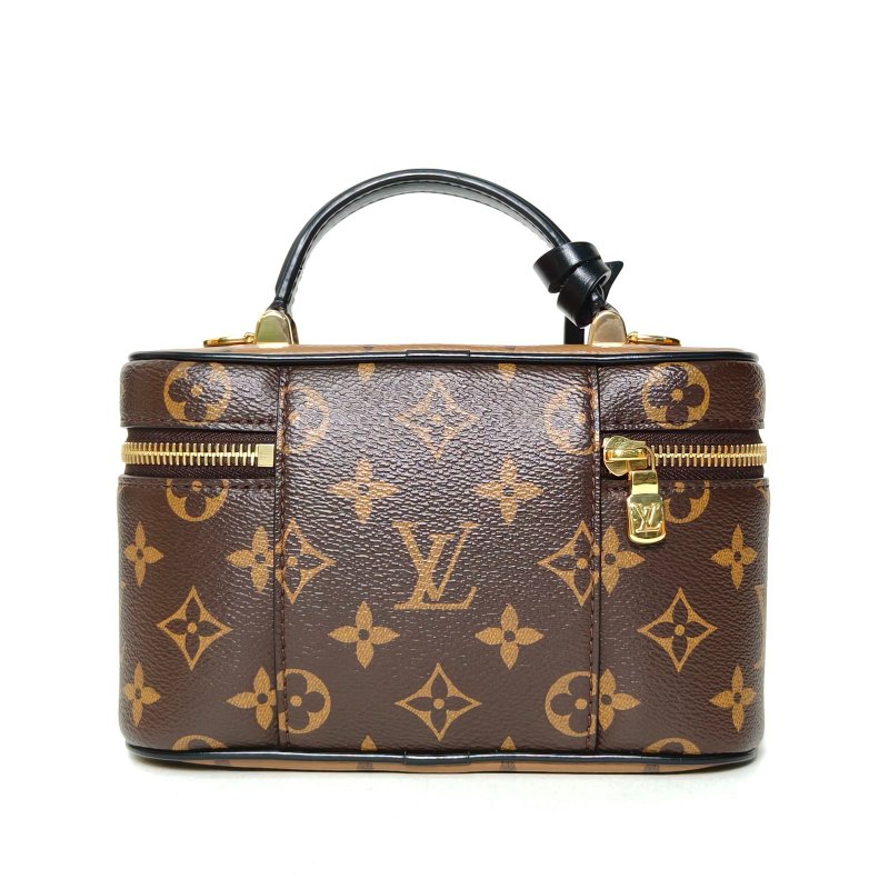 LOUIS VUITTON Vanity化妝包ChainPouch老花PVC金扣晶片肩背包-2