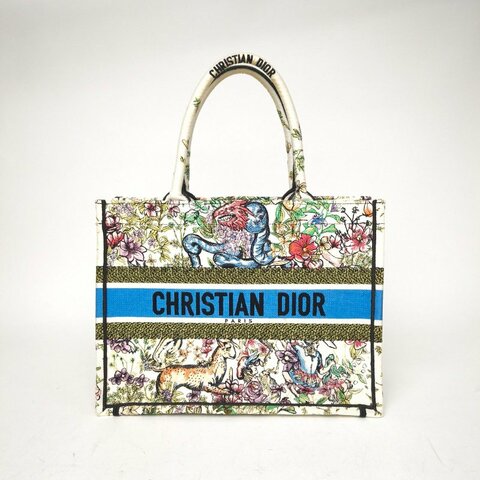 DIOR BookTote中號36印花帆布無2022PetitesFleurs繁花刺繡肩背包