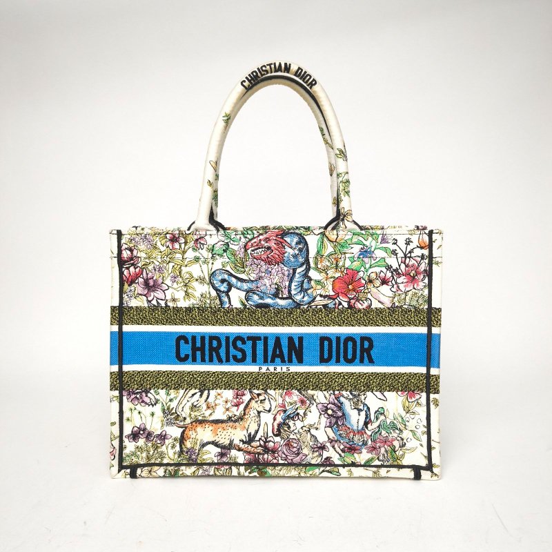 DIOR BookTote中號36印花帆布無2022PetitesFleurs繁花刺繡肩背包-0