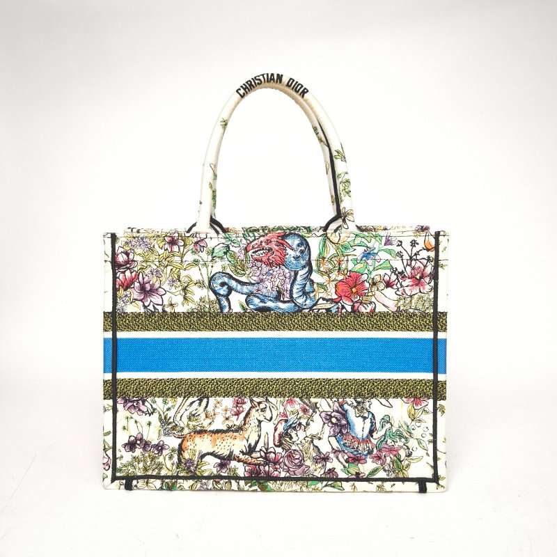 DIOR BookTote中號36印花帆布無2022PetitesFleurs繁花刺繡肩背包-2
