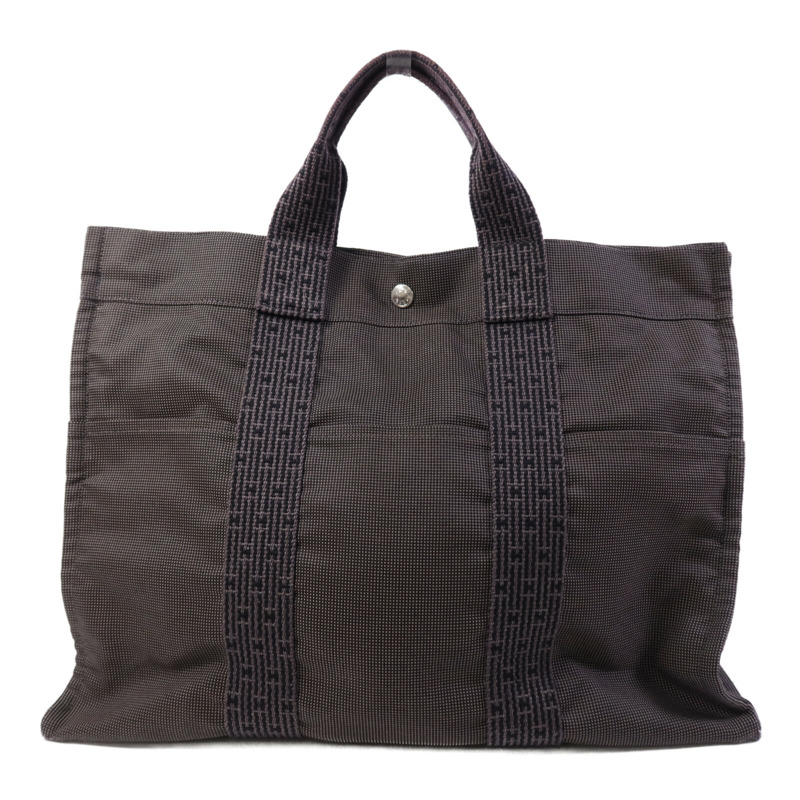 HERMES 帆布Herline GM銀扣手挽袋-0