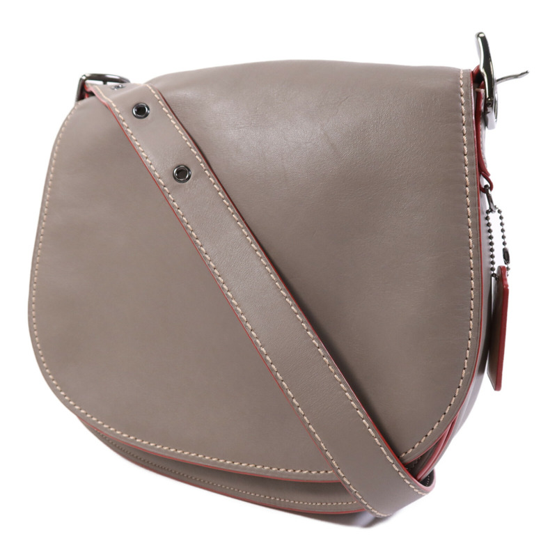 COACH 牛皮皮革Shoulder Bag銀扣肩背袋-2