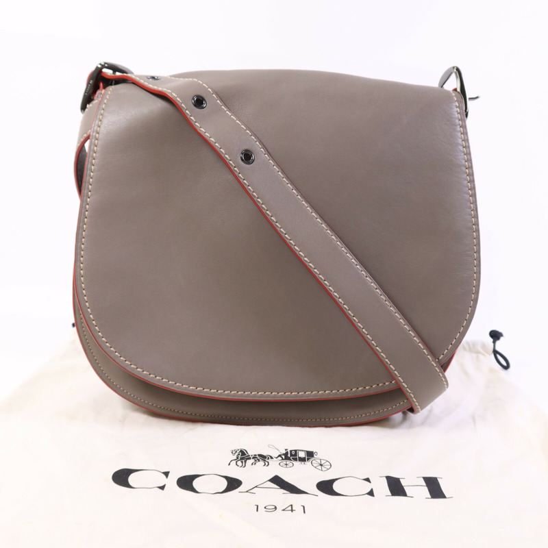 COACH 牛皮皮革Shoulder Bag銀扣肩背袋-6