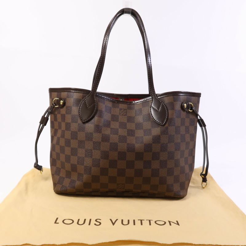 LOUIS VUITTON Damier Neverfull PM金扣手挽袋-7