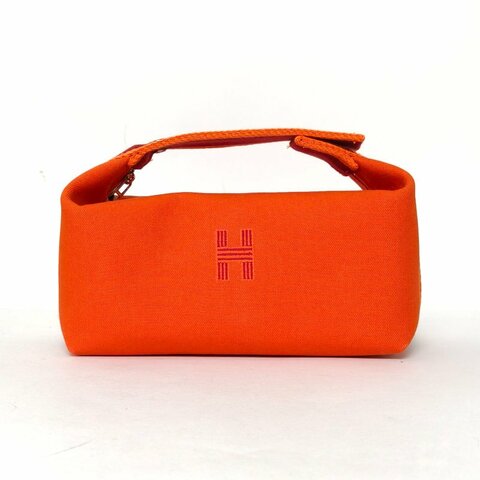 HERMES Bride-a-Brac飯盒包小號2193愛馬仕橙帆布銀扣肩背包