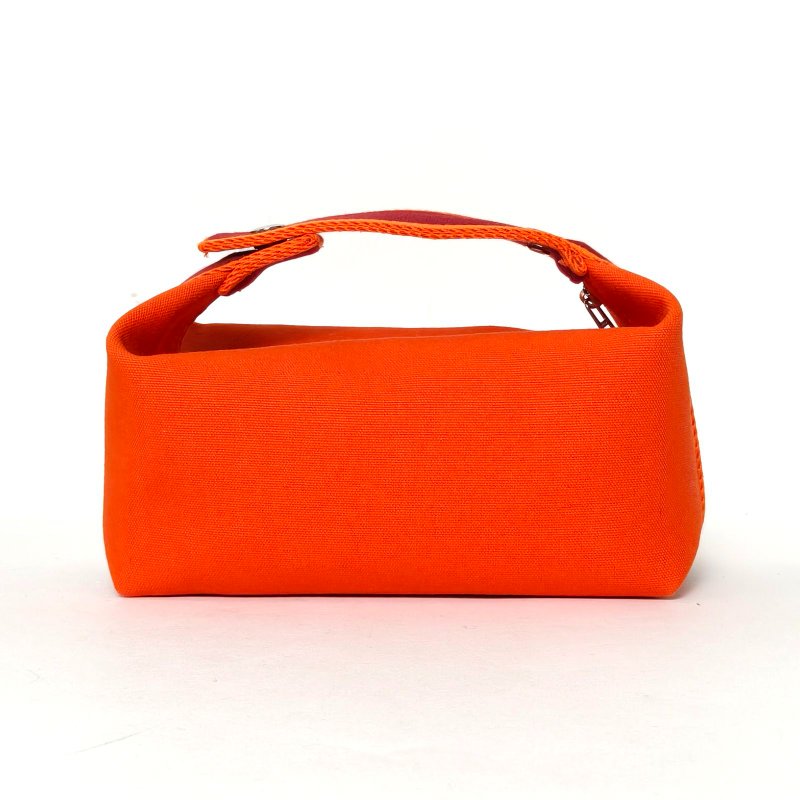 HERMES Bride-a-Brac飯盒包小號2193愛馬仕橙帆布銀扣肩背包-2