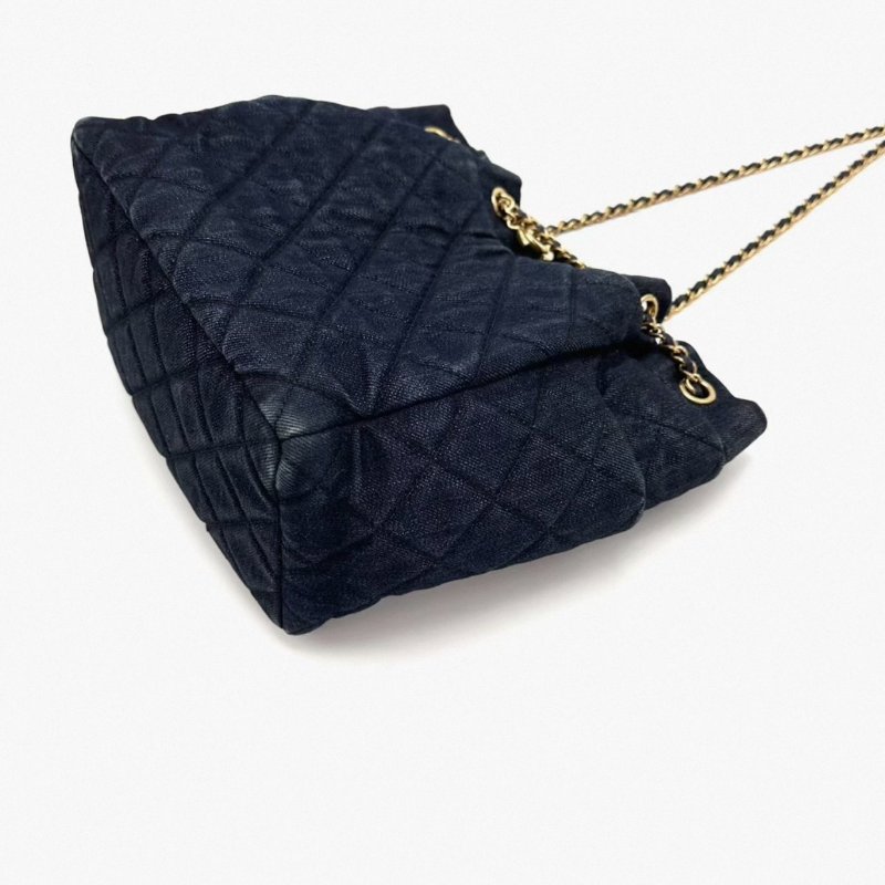 CHANEL丹寧牛仔肩背斜背水桶包20*21*12 98新配件塵袋-2