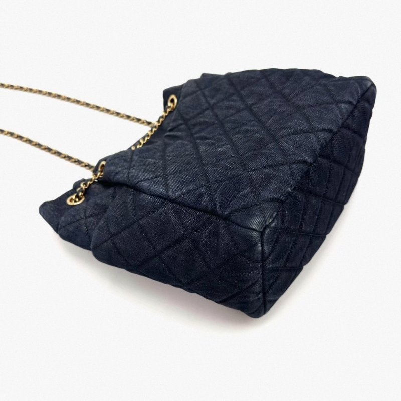 CHANEL丹寧牛仔肩背斜背水桶包20*21*12 98新配件塵袋-3