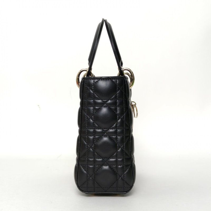 DIOR Lady戴妃包四格黑色羊皮金扣2018肩背包-1