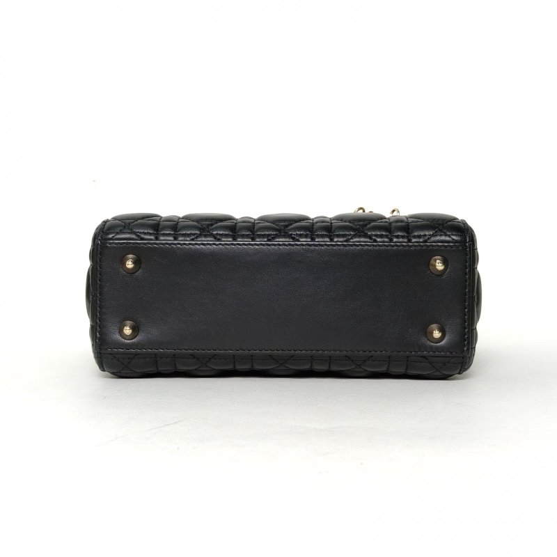 DIOR Lady戴妃包四格黑色羊皮金扣2018肩背包-4