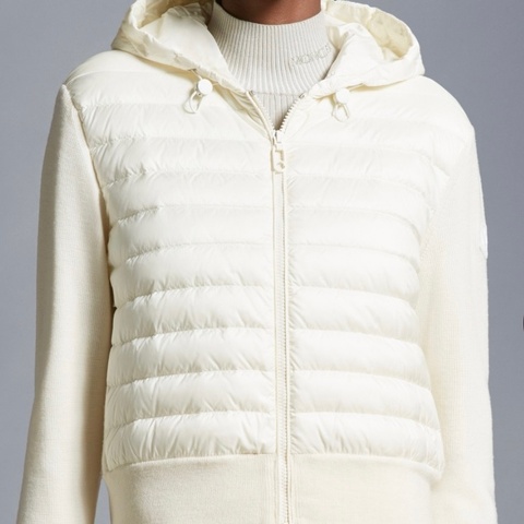 Moncler 米白羊毛連帽羽絨外套Padded Wool Zip-Up Hoodie Jacket