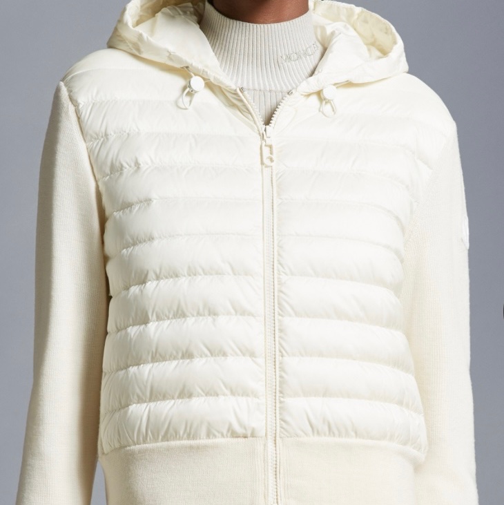 【年終限時八折特價 】 Moncler 米白羊毛連帽羽絨外套Padded Wool Zip-Up Hoodie Jacket-0