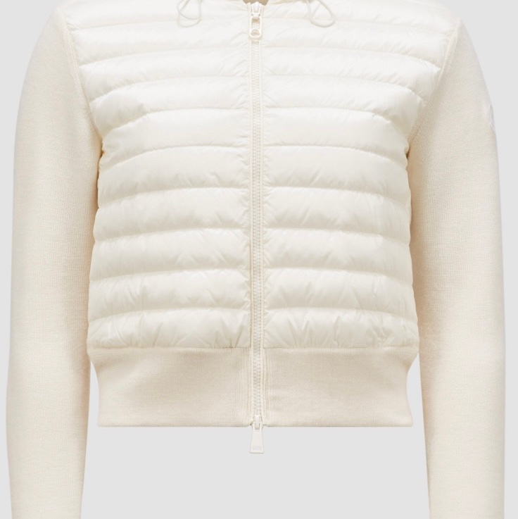【年終限時八折特價 】 Moncler 米白羊毛連帽羽絨外套Padded Wool Zip-Up Hoodie Jacket-1