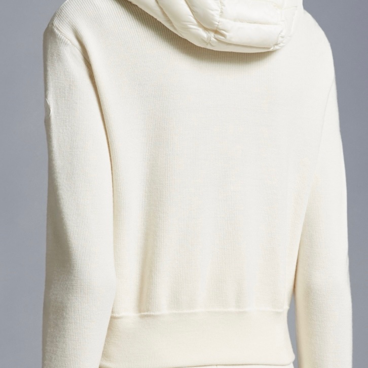 【年終限時八折特價 】 Moncler 米白羊毛連帽羽絨外套Padded Wool Zip-Up Hoodie Jacket-3