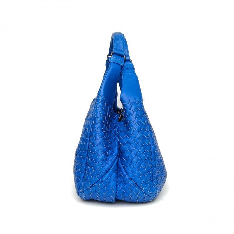 BOTTEGA VENETA 藍色羊皮經典編織腋下單肩包hobo肩背包-3