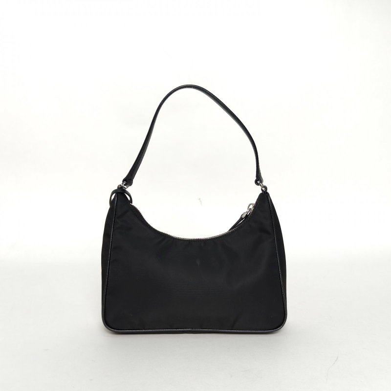 PRADA Hobo腋下包黑色尼龍銀扣肩背包-2