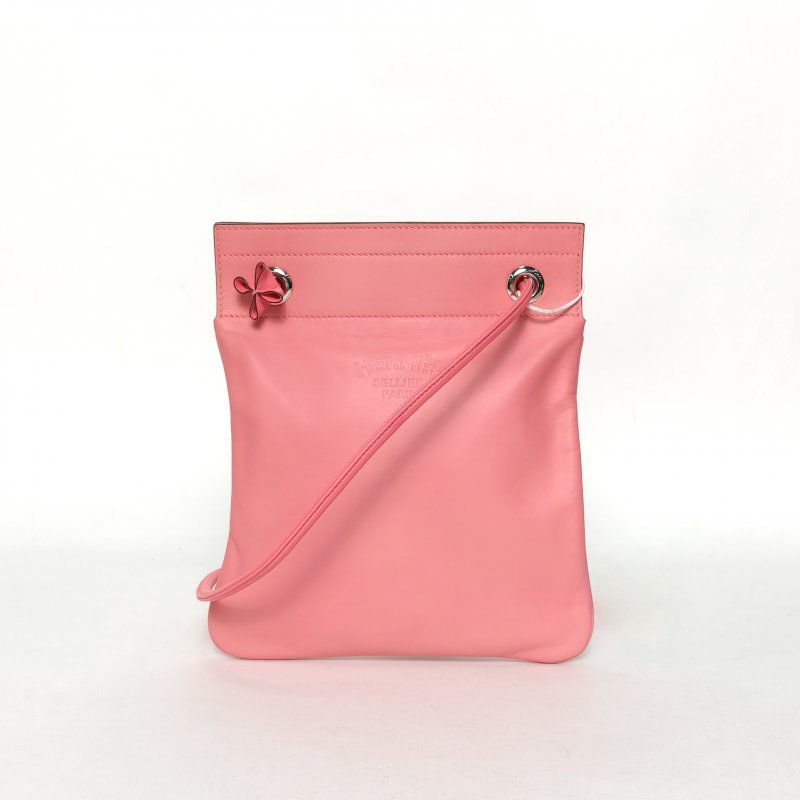 HERMES Aline馬夫包Mini198W新唇膏粉Swift皮/羊皮D刻銀扣肩背包-0