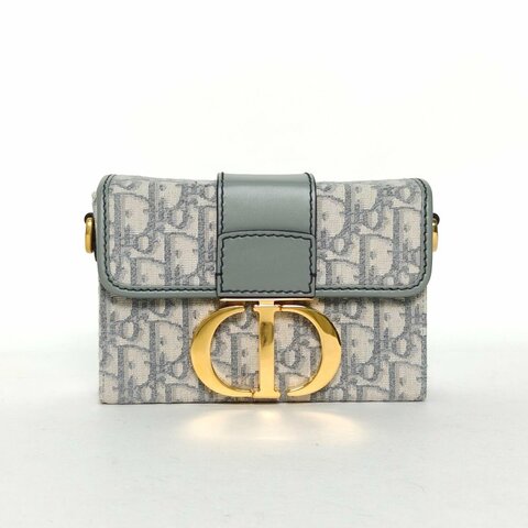 DIOR 30Montaigne蒙田Box灰色帆布金扣2021Oblique印花肩背包