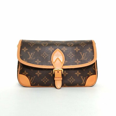 LOUIS VUITTON Diane法棍包24可拆卸黑紫寬肩帶老花PVC晶片肩背包