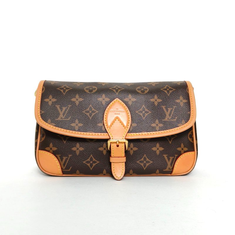 LOUIS VUITTON Diane法棍包24可拆卸黑紫寬肩帶老花PVC晶片肩背包-0