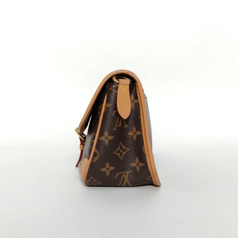 LOUIS VUITTON Diane法棍包24可拆卸黑紫寬肩帶老花PVC晶片肩背包-3