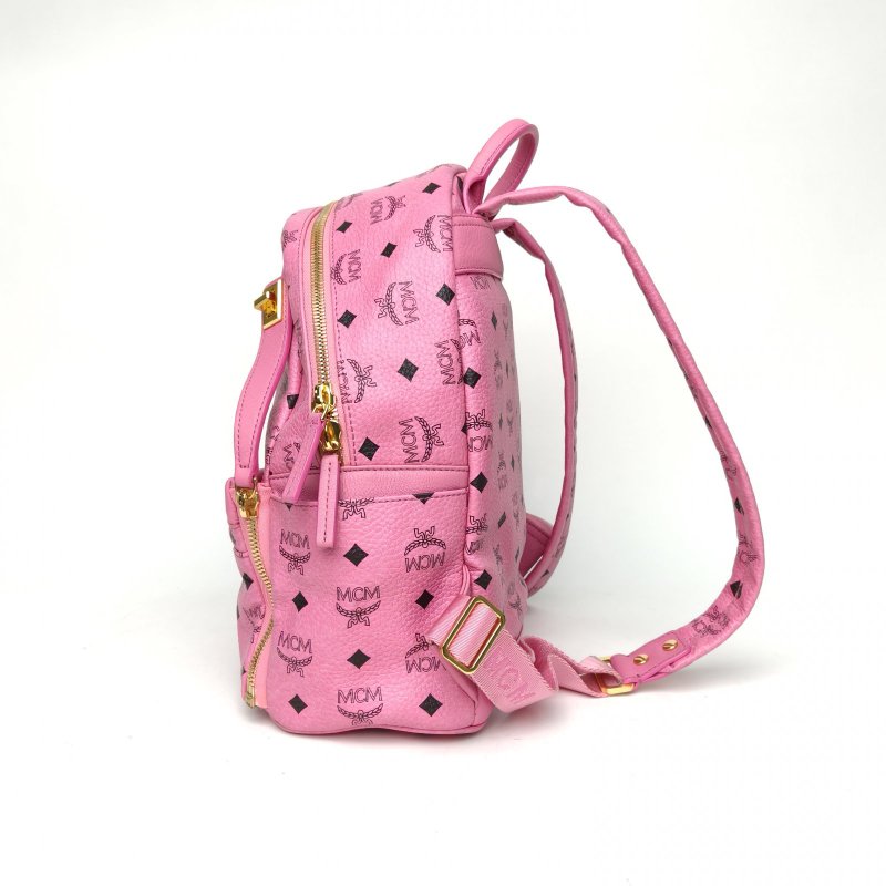 MCM 粉色PVC鉚釘二合一斜挎包雙肩包中號肩背包-1