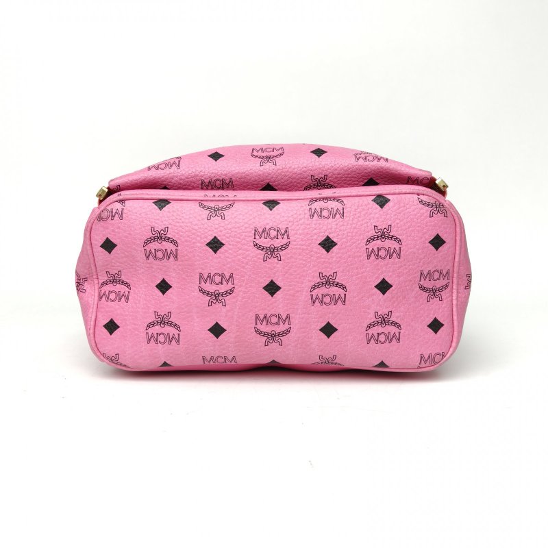 MCM 粉色PVC鉚釘二合一斜挎包雙肩包中號肩背包-4