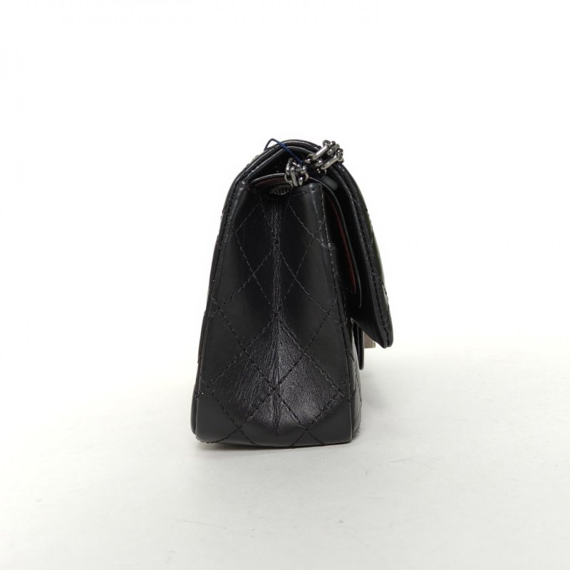 CHANEL 2.55口蓋包小號24黑色牛皮29開銀扣肩背包-3