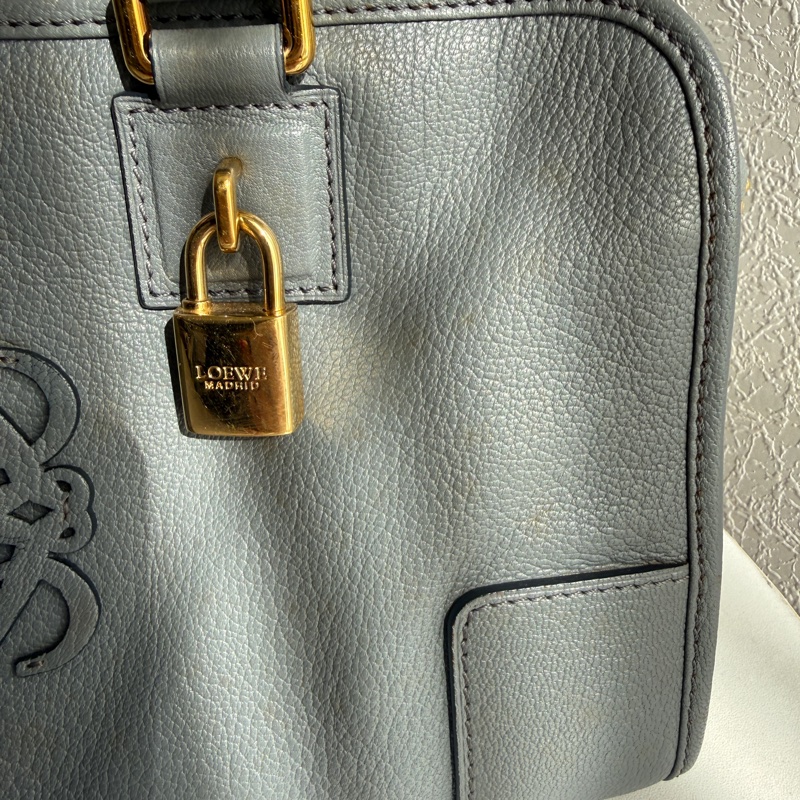Loewe超美藍灰色 手提包-5