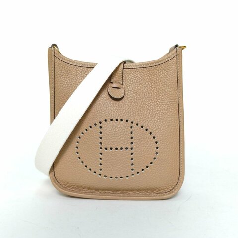 HERMES EvelyneMini16S2風衣灰TC皮Z刻金扣肩背包