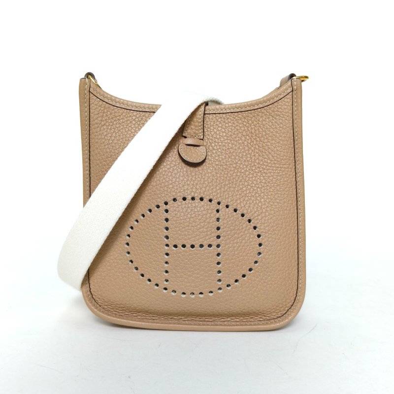 HERMES EvelyneMini16S2風衣灰TC皮Z刻金扣肩背包-0