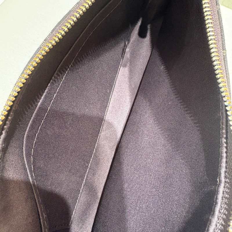 絕版復古小麻將・經典 Monogram 時髦中古風】Louis Vuitton Mini Lin Pochette｜老花帆布×焦糖棕色肩帶-3