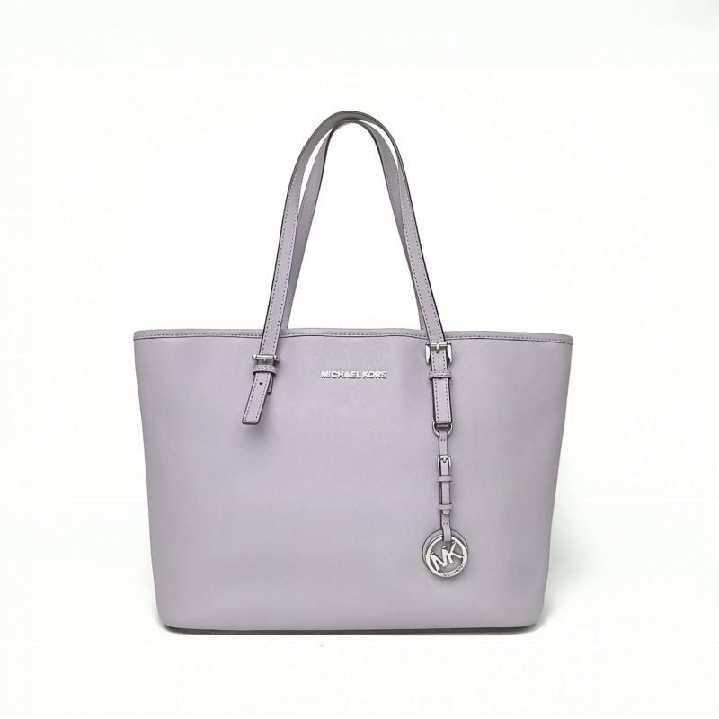 MICHAEL KORS 紫色PVC銀扣neverfull中號購物袋托特包肩背包-0