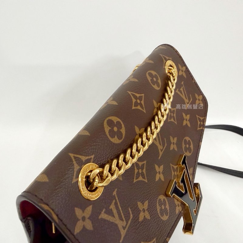 ❣LV 原花金釦Passy MM下蓋肩斜背包-8