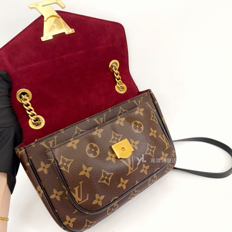 ❣LV 原花金釦Passy MM下蓋肩斜背包-9