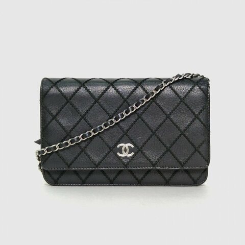 CHANEL CFWOC19黑色牛皮19開銀扣肩背包