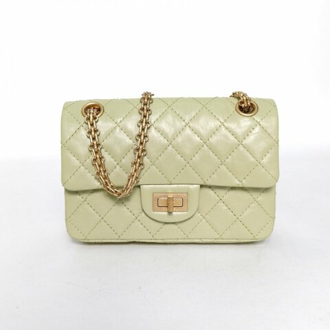 CHANEL 2.55口蓋包迷你20綠色牛皮30開金扣肩背包